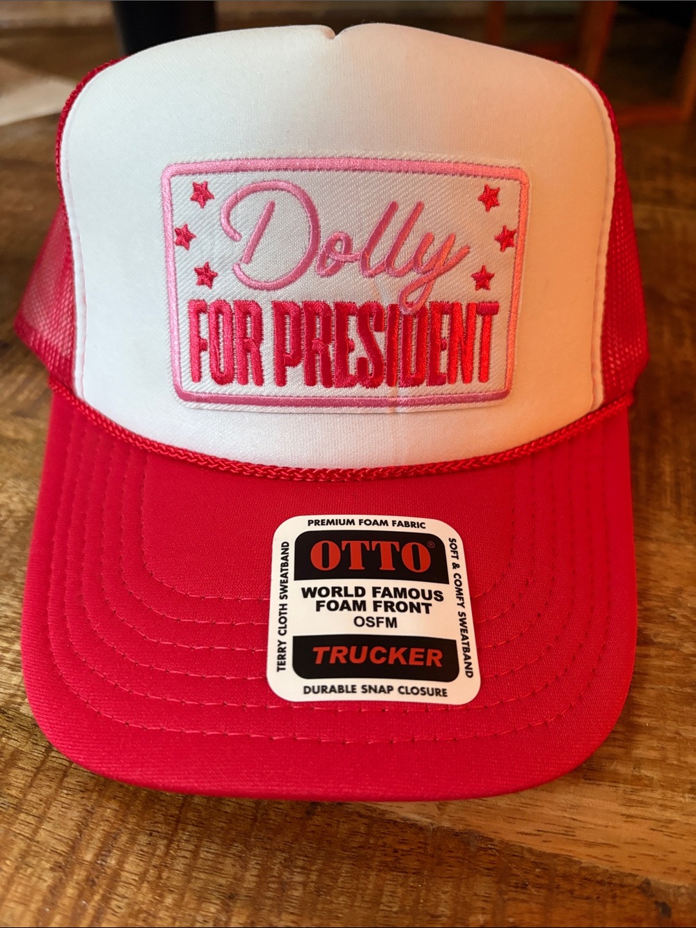 OTTO Pink and White "Dolly For President" Trucker Hat
